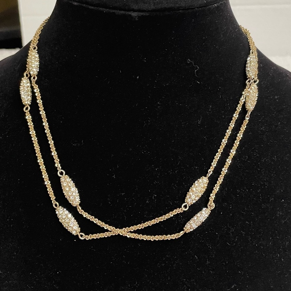 Pave Crystal station necklace